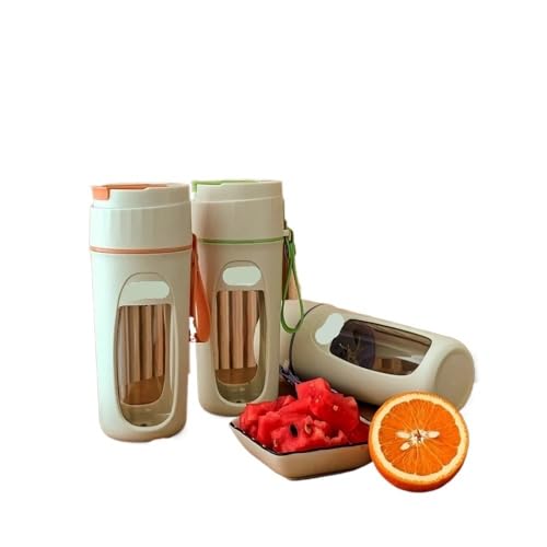 Mini exprimidor eléctrico portátil 3000mAh multifunción para frutas, batidos, 8 cuchillas (blanco naranja 3000mAh)