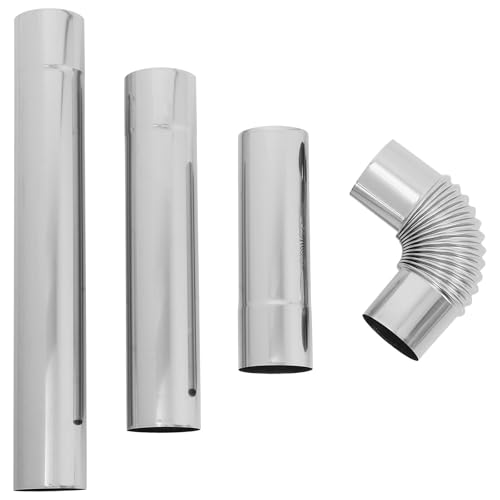 Toddmomy Pellet Stove Kit Stainless Steel Flue with Elbow Connector Chimney Exhaust for Evacuation Fireplace Heating 3 Pipes and 1 Elbow 6.69 X 2.36 X 2.36 in