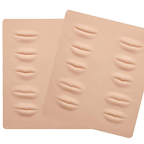 Silicone Fake Skin for Lips - Haky 2Pcs Silicone Lip Practice Skin 3D Makeup Lips Tattoo Skin Practice for Makeup Lips Soft Microblading Practice Skin for Tattoo Artists and Beginners (Lips)