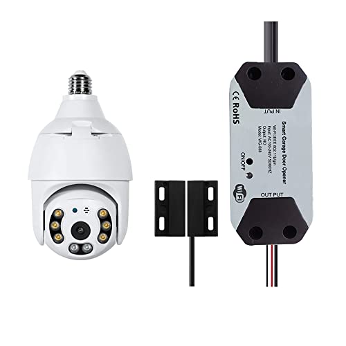 Image of 1pcs Tuya Smart Wireless Bulb PTZ Camera + 1pcs Tuya Smart Garage Door Opener Controller