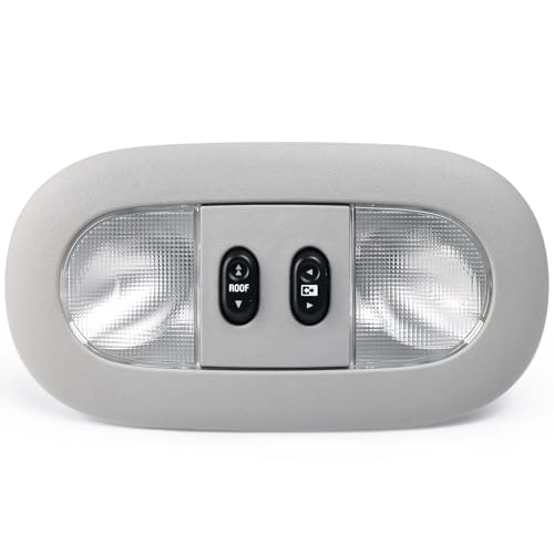 Image of LED Front Overhead Console Interior Dome Map Light w /Sunroof Switch, Gray | Compatible with Ford F150 2004-2008, Lincoln Mark LT 06-08, Replace# 7L3Z-18519A70-BA, 7L3Z-18519A70-BC