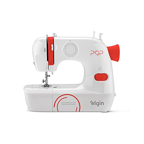 Máquina de Costura POP Elgin BL-1009 Portátil 9 pontos Vermelho e Branco Bivolt