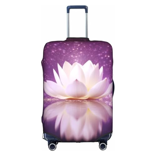 Flower Purple Printed Luggage Cover Elastic, Washable, Universal Fit 18-32 Inch Travel Suitcase Cover Easy To Identify