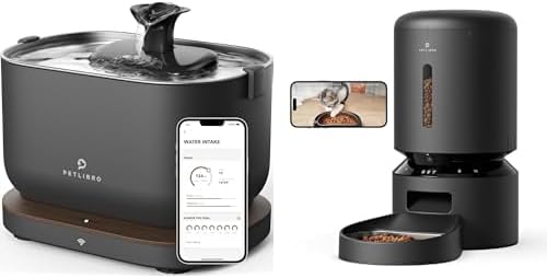 Bundle of PETLIBRO App Cat Water Fountain 2.5L/84oz Dockstream Pet Water Fountain with 2.4GHz Wi-Fi + PETLIBRO Automatic Cat Feeder with Camera, 1080P HD Video with Night Vision, 5G WiFi Pet Feeder