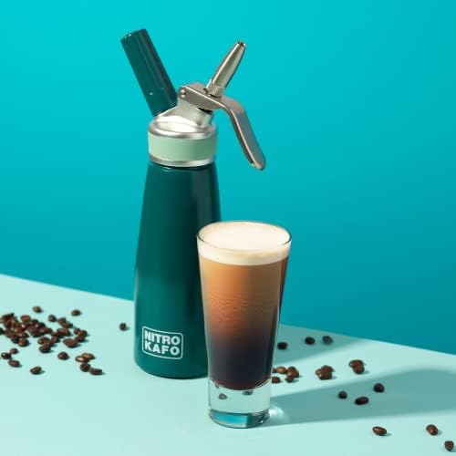 NITRO KAFO 0.5L Cold Brew Mason Jar Coffee Maker and Nitro Coffee Maker kit - Stainless Steel Filter, Durable Glass, 100% Recyclable Aluminium Bottle with Stainless Steel Parts, 1 Pint/0.5L
