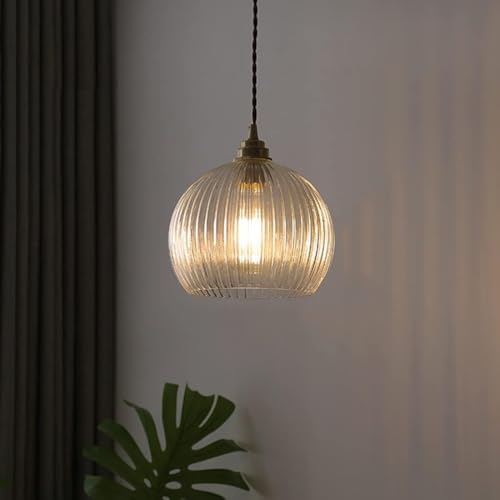Lustre suspension en verre transparent et finitions vintage chic