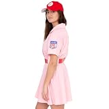 Officially Licensed AAGPBL Rockford Peaches Costume | Rockford Peaches Baseball Costume Women Dress for Halloween Cosplay