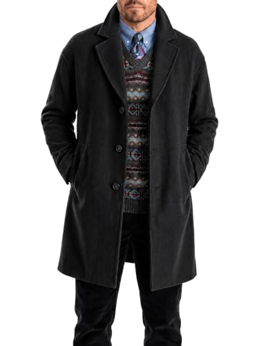 Image of Runcati Mens Pea Coat Single Breasted Notched Collar Slim Fit Trench Coat