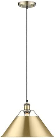 Golden Lighting 3306-L AB-BCB Orwell - 1 Light Large Pendant-10 Inches Tall and 14 Inches Wide, Finish Color: Aged Brass, Shade Color: Brushed Champagne Bronze, Installation: Traditional