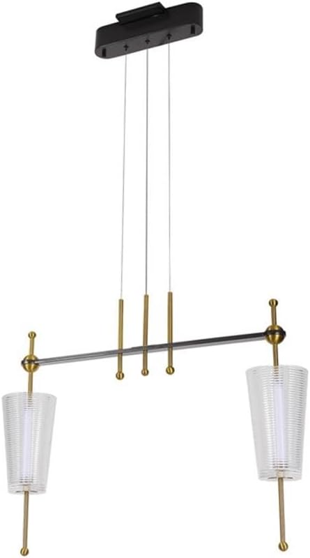 Pemberly Row 29" Integrated LED Pendant Light, ETL Certified Aluminum Fixture, Antique Brass Finish, Adjustable Height, Cone-Shaped Shades, Energy-Efficient Lighting, Modern Style for Indoor Use