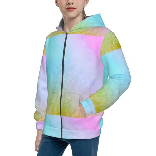 Colorful Wavy Abstract Kid Hoodies Boys Zip Up Sweatshirts Girls Pullover with Pocket