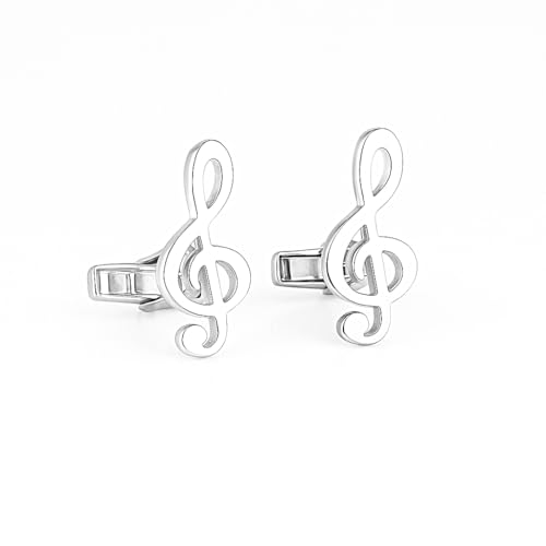 Mancuernillas de plata 925 con nota musical para hombre miniatura 1