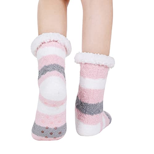 Image of Chassic Sherpa Lined Slipper Socks for Women, Non-Slip Cozy Winter House Socks, Soft Fuzzy Socks, Gifts for Women & Ladies Stocking Stuffers