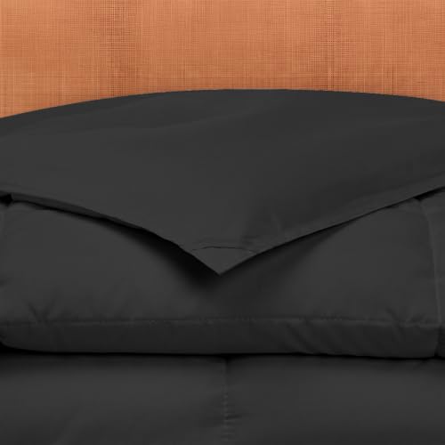 Image of Modern Threads Comforter Duvet Insert, Reversible Quilted Down Alternative Comforter with Corner Tabs, All Season Bedding, Queen, Black