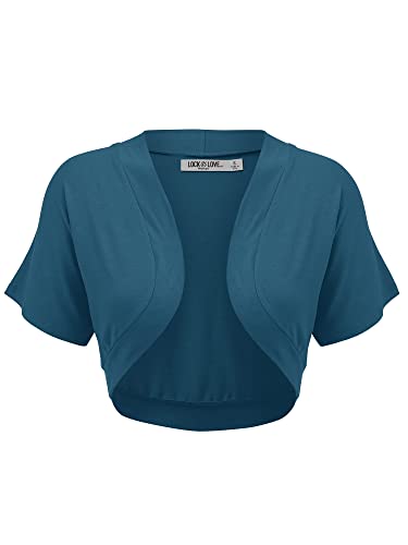 Image of Lock and Love Women's Versatile Open Front Lightweight Short Sleeve Bolero Shrug