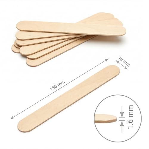 KMINA Mundspatel aus Holz (100 Stück) Nicht Steril 150 x 18 x 1,6 mm Latexfrei Praktisches Format für den Täglichen Gebrauch und Professionelle Bereiche