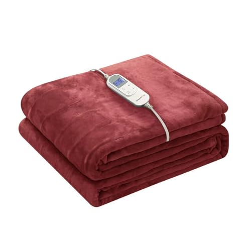 Image of Wapaneus Heated Blanket Electric Full Size 72 inchx84 inch with 10 Heating Levels 12 Timer Settings and 8 Hours Auto-Shut Off,Flannel Fast-Heating Electric Blanket,ETL Listed Machine Washable,Red
