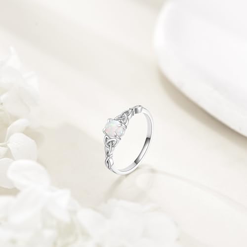 Opal Ring 925 Sterling Silver Celtic Knot Ring Fire Opal Wedding Engagement Ring for Women4