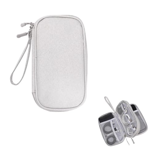 Travel Tech Pouch,Electronics Travel Organizer,Grey Bag Organiser,19*11cm Travel Organiser,Portable Waterproof Cable Pouch for Cable, Charger, Phone, Earphone, Cord, SD Cards, USB Drive, Power Bank