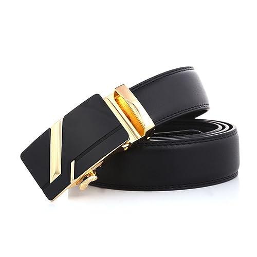 PartyKindom Men's Imitation Leather Belt Automatic Buckle Belt Men's Casual Jeans 110cm Stylish