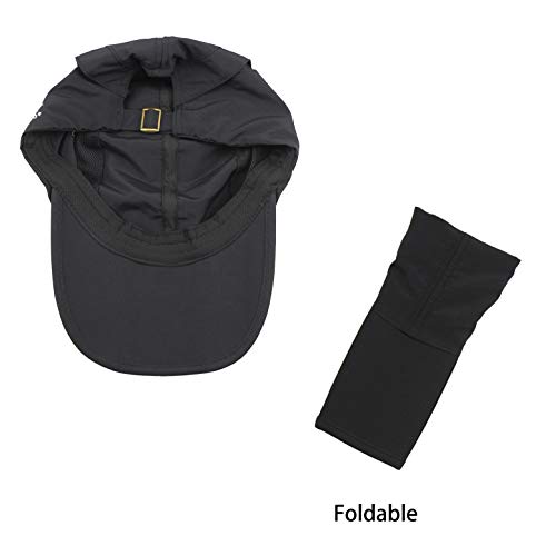 Foldable UPF 50+ Sun Protection Portable Hats Quick Dry Baseball Cap Adjustable Outdoor Sports Hat for Men, Women (Black, Classic Version)