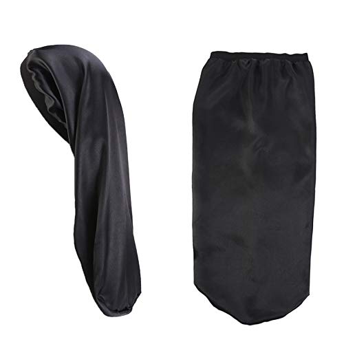 Extra Long Satin Bonnet Night Sleep Caps 3 Packed for Women Long Curly Hair Braids Dreadlocks Covers (A1-3 Pack)