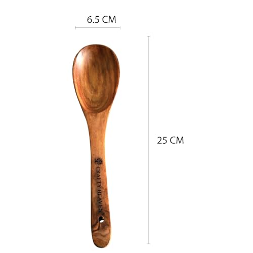 Image of Handcrafted Wooden Cooking Utensils, Strainer Spoon, Fried Spatuala, Serving Spoon, Set of 3