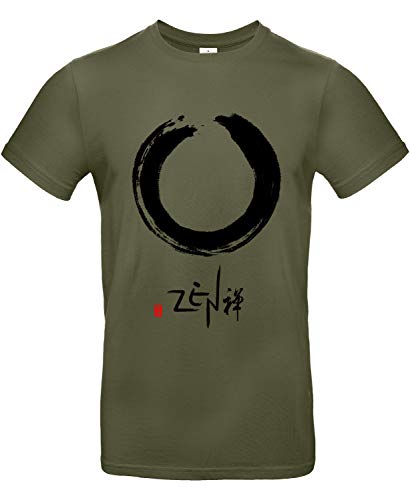 Smilo & Bron Herren T-Shirt mit Motiv Weg des Zen Bedruckt Grün Urban Khaki XXL