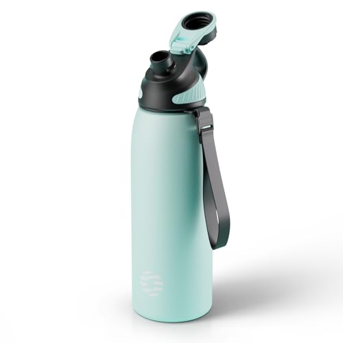 Image of Fjbottle 24oz Stainless Steel Insulated Water Bottle No Straw Spout Lid | Leakproof Keeps Cold 24H, Double Wall Vacuum Insulated, BPA Free, Easy to Clean Sports Water Bottle for Gym Hiking & Outdoor