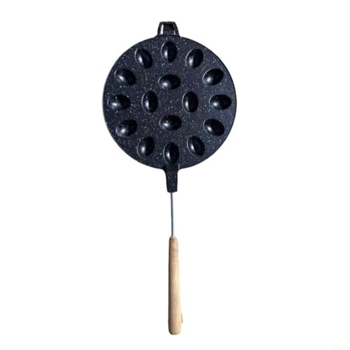 Glewi Molde ovalado de 12 agujeros para hornear gofres de huevo y pasteles, bandeja de metal con revestimiento antiadherente, herramienta de cocina plateada para hornear en casa, 41 x 16 x 1 cm (negro