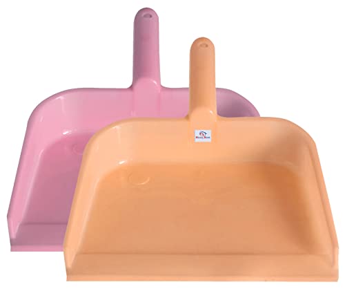 Image of Heart Home Plastic Lightweight 10 inch Dustpan With Comfort Grip Handle for Easy Sweep Broom, Pack of 2 (Pink & Light Pink)