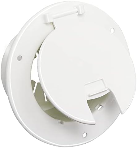 RV Cable Hatch, 5" Round Electrical Cable Hatch for 30 and 50 Amp Cords, White RV Camper Trailer Power Cord Hatch Electrical Access Door
