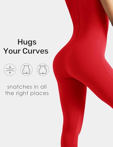 Image of speerise Women Sleeveless Turtleneck One Piece Romper for Yoga Workout Jumpsuit with Tummy Control Bodysuit