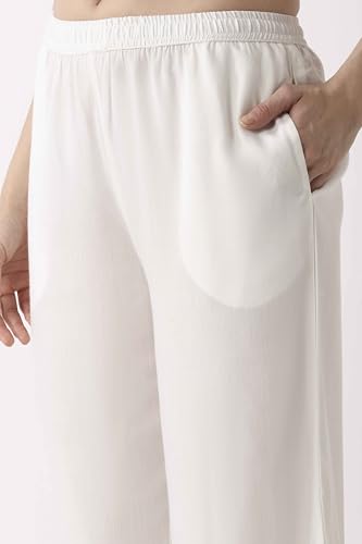 Image of BIBA Women Rayon Regular Solid Pants