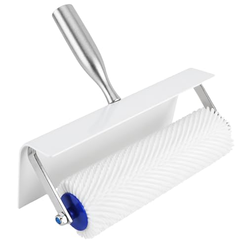 Rodillo epoxi de 25,4 cm con protector contra salpicaduras, rodillo de pintura compuesto con pinchos, rodillo de piso autonivelante para eliminar burbujas en resina epoxi, hormigón autonivelante