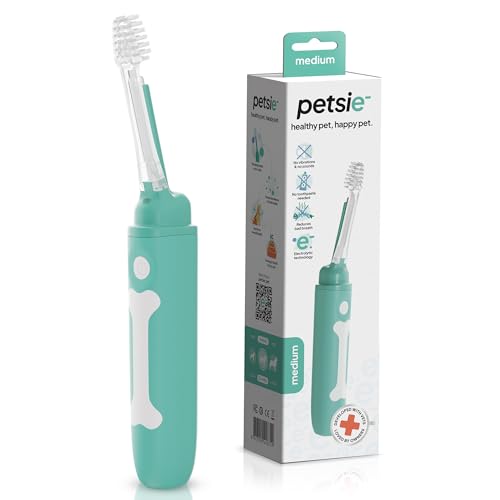petsie Dog Toothbrush | Innovative Eletrolytic Technology | Improves Oral Health & Reduces Bad Breath | No Vibrations & Silent Teeth Cleaning Brush | No Toothpaste Needed | Dog Teeth Cleaning Kit