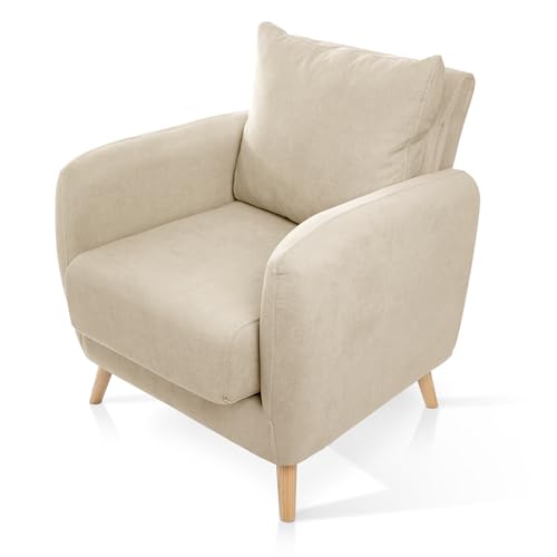 Miniatura 9 de Suenoszzz- Sillon Cies Butacas Para Dormitorio Nórdica. Sillón Tapizado Acualine Antimanchas, Color Beige Rio 5. Nordica Individual De Una Plaza, Cojin Incorporado. Comedor O Dormitorio