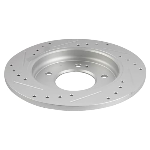 Image of TRQ Performance Rear Brake Pad and Rotor Set Ceramic Coated Drilled Slotted Compatible with 2021-2023 Hyundai Elantra