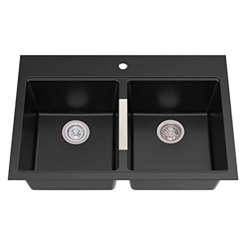 Kraus Quarza 33-Inch Kitchen Sink, Black Onyx Granite Cover
