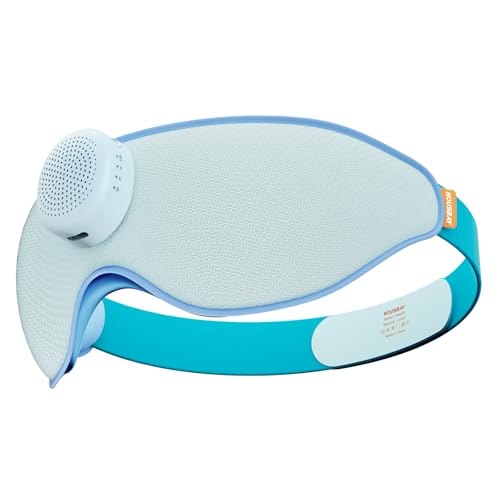Housbay Sleep Mask with Sound Machine for Sleeping, Blackout Eye Mask, Blocks Noise, 3D Contoured, Zero Eye Pressure for Side Sleepers, Ice Blue