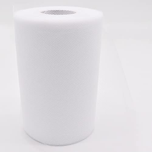 Leeyunbee Rouleau de Tulle 15 cm x 91 m, Tulle Bobine, Tulle Tissu Rouleau pour Tutu Jupes Noeuds Mariée Voiles Pompons Chemin de Table et DIY, Décoration de mariage de Noël de Anniversaire, Blanc Cover