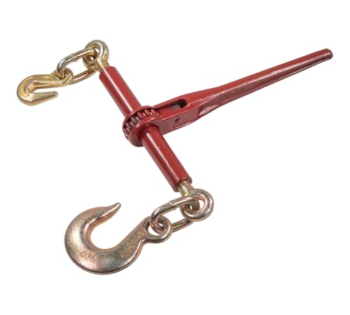 Image of Mytee Products (2 Pack) 5 /16 inch- 3 /8 inch Heavy Duty Ratchet Chain Binder w / 3 /8 inch Grab Hook & 1 /2 inch Slip Hook, 5,400 Lbs WLL - Tie Down Hauling Load Binders for Flatbed Trailers