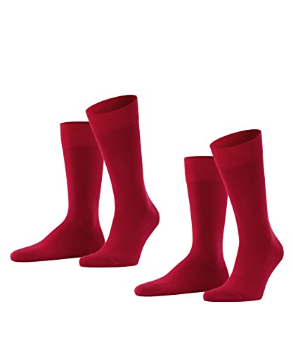 FALKE Happy Double Pack M So algodón lisos 2 pares, Calcetines Hombre, Rojo Scarlet 8228, 47-50
