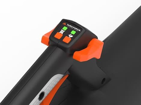 Control panel on leaf blower handle with speed and cruise control buttons