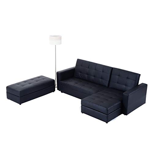 Rtyrytiiu Sofa bed recliner PU Leather Sofa Bed - Black Modern Style Bedroom With Sofa Bed Recliner For Living Room Bedroom