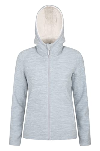 Mountain Warehouse Nevis felpa con rivesitmento in pelliccia Donna - morbida, confortevole con cappuccio regolabile e tasche frontali - Jogging e passeggiate, invernale Grigio chiaro 52