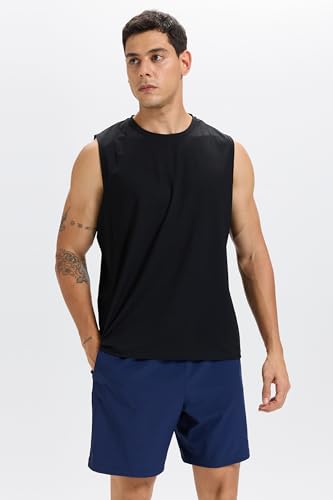 Camiseta sin Mangas para Hombre, Chaleco de Entrenamiento físico, Camiseta Deportiva de Secado rápido para Correr y Gimnasio Negro S