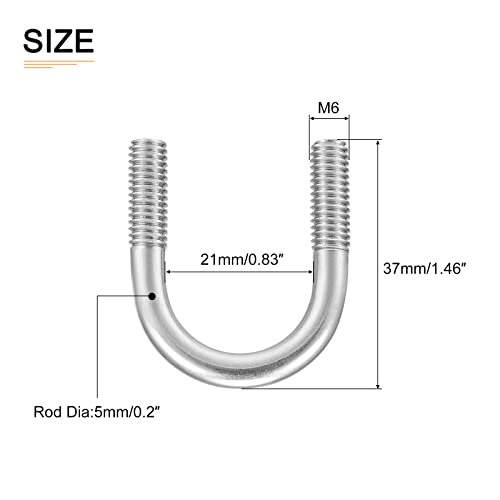 Image of DTGN 7 /8 inchx1.46 inch(DXL) Round U-Bolts - 5Pack - Good for Construction Industry - 304 Stainless Steel Round Bend U Bolt - Silver
