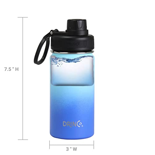 Image of Drinco Stainless Steel Water Bottle Spout Lid Vacuum Insulated Double Wall Water Bottle Wide Mouth Leak Proof Keep Cold Sport Camping Hiking (14oz Morning Sky Blue)