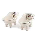 Retro Ceramic Bathroom Soap Dish for Shower - 2PCS - 5.6'' Porcelain Mini Bathtub Soap Holder for Home Decor, Vintage Decortative Soap Tray, Self Draining Soap Rack, Outdoor Small Planters Set